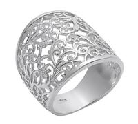 Silverly Sterling Silver Floral Vine Filigree Statement Ring for Women - Wide Band With Spiral Openwork - Nature-Inspired 925 Silver Ring - Fairytale Cottagecore Jewellery - Ornate Lace-Like Design