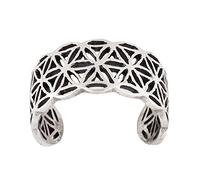 Silverly Sterling Silver Flower of Life Open Ring for Women - Filigree-Style Wide Band Ring - 925 Silver Rings With Ornate Geometric Cut-Out Openwork - Symbolic Sacred Geometry Jewellery - Thumb Rings