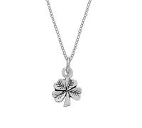 Silverly Sterling Silver Four Leaf Clover Necklace for Women - Small Lucky Charm Pendant on 18" Curb Chain - Irish Shamrock Good Luck Jewellery in 925 Silver - Graduation Gift for Daughter