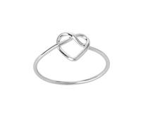 Silverly Sterling Silver Heart Shaped Love Knot Ring for Women - 925 Silver Promise Ring With Thin Wire Band - Simple Stacking Rings - Dainty Minimalist Heart Jewellery - Best Friend Gift