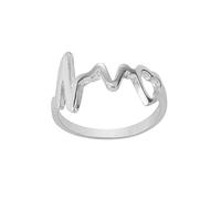 Silverly Sterling Silver Heartbeat Ring for Women - 925 Silver Open Heart Ring With Wavy Zig-Zag Band - Romantic Gift - Simple Minimalist Stacking Rings - Symbolic Best Friend Jewellery