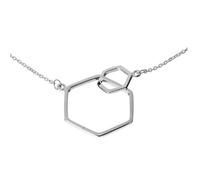 Silverly Sterling Silver Interlocking Open Hexagon Necklace With Thin Curb Chain - 16-18" 925 Silver Geometric Pendant Necklace - Simple Sleek Jewellery for Everyday - Modern Minimalist Design
