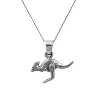 Silverly Sterling Silver Kangaroo Pendant - Curb Chain 18" - Wildlife Necklaces for Women - Australian Animal Jewellery - Detailed Design