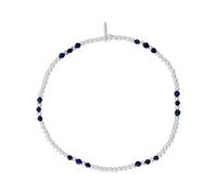 Silverly Sterling Silver Lapis Lazuli Stretch Bracelet - Stacking Beaded Ball Bracelets for Women - Elastic Blue Bead Design - Boho September Birthstone Gift - 925 Silver Gemstone Jewellery