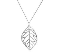 Silverly Sterling Silver Large Cut-Out Leaf Pendant - Curb Chain Necklace 18" - Nature-Inspired Jewellery for Women - Statement Leaf-Shaped Necklaces