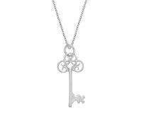 Silverly Sterling Silver Large Filigree Key Necklace for Women - 925 Silver Antique Key Pendant on Curb Chain - Vintage-Style Cottagecore Jewellery - Romantic Gift for Girlfriend - Best Friend Gifts