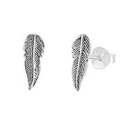 Silverly Sterling Silver Leaf Studs for Women - 925 Solid Silver Detailed Tiny Feather Stud Earrings - Birthday Gift for Nature Lovers - Boho Dainty Ear Party Jewellery