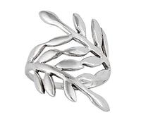 Silverly Sterling Silver Leaf Vine Ring - 925 Silver Olive Branch Wide Wraparound Ring for Women - Ancient Greek Nature-Inspired Jewellery - Roman-Style Laurel Wreath Design - Boho Statement Rings
