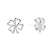 Silverly Sterling Silver Lucky Four Leaf Clover Stud Earrings for Women - Simple Good Luck Charm Studs in 925 Silver - Irish Shamrock Jewellery - St Patrick's Day Gift