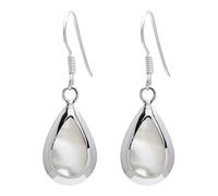 Silverly Sterling Silver Mother of Pearl Teardrop Dangle Earrings for Women - Pear-Shaped Iridescent Shell Drop Earrings in 925 Silver - Colour-Changing Gemstone Jewellery - Natural Seashell Design
