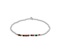 Silverly Sterling Silver Multi-Colored Agate Stretch Bracelet - 925 Silver Ball Bead Bracelets for Women - Colorful Elastic Stacking Bracelet With Real Gemstones - Rainbow Gift for Best Friend