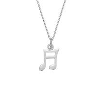 Silverly Sterling Silver Music Note Necklace for Women - Small 925 Silver Semiquaver Pendant on 18" Curb Chain - Musical Note Symbol Jewellery - Fun Gift for Music Lovers and Musicians