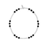 Silverly Sterling Silver Onyx Stretch Bracelet - Stackable Beaded Ball Bracelets for Women - Elastic Round Black Gemstone Bead Design - Boho July Birthstone Gift - 925 Silver Jewellery