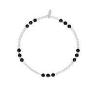 Silverly Sterling Silver Onyx Stretch Bracelet - Stacking Ball Beaded Elastic Bracelets for Women - Round Black Gemstone Bead Design - Boho July Birthstone Gift - 925 Silver Jewellery