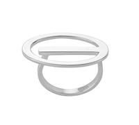 Silverly Sterling Silver Open Oval Ring for Women - Oversized Geometric Statement Ring in 925 Silver - Sculptural Modern Oval-Shaped Design With Horizontal Bar - Sleek Elegant Abstract Jewellery