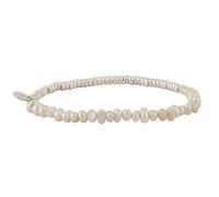 Silverly Sterling Silver Pearl Bead Sweetie Bracelet - 925 Silver Stacking Stretch Gemstone Bracelets - Beaded Boho Jewellery for Women - Birthstone Gift for Daughter - Freshwater Baroque Pearls
