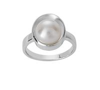 Silverly Sterling Silver Pearl Oyster Cup Ring for Women - Classic Solitaire Freshwater Pearl Ring in 925 Silver - Modern Marine-Life Coastal Gemstone Jewellery - Elegant Birthstone Gift for Mum