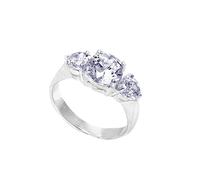 Silverly Sterling Silver Prong-Set Cubic Zirconia Trilogy Ring for Women - 925 Silver Triple CZ Ring - Classic Sparkling Gemstone Jewellery - Elegant Three Stone Engagement Rings-