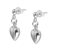 Silverly Sterling Silver Puffed Heart Drop Earrings - Cute Valentine's Day Studs for Women - Romantic 925 Silver Jewellery - Best Friend Birthday Gift - Small Dainty Stud Earrings