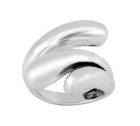 Silverly Sterling Silver Puffed Teardrop Wrap Ring for Women - Wide Chunky 925 Silver Ring - Wraparound Sculptural Water Droplet Design - Modern Asymmetrical Dome Rings - On-Trend Statement Jewellery