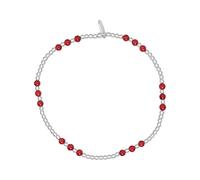 Silverly Sterling Silver Red Coral Stretch Bracelet - Stackable Beaded Ball Bracelets for Women - Elastic Round Gemstone Bead Design - Minimalist Boho Aries Gift - 925 Silver Jewellery