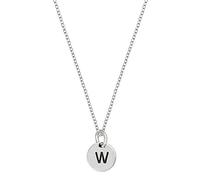 Silverly Sterling Silver Round Engraved Letter Necklace for Women - Simple Name Initial Disc Pendant on Curb Chain - Custom A to Z 925 Silver Alphabet Necklace - Minimalist Personalised Jewellery Gift