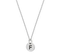 Silverly Sterling Silver Round Engraved Letter Necklace for Women - Simple Name Initial Disc Pendant on Curb Chain - Custom A to Z 925 Silver Alphabet Necklace - Minimalist Personalised Jewellery Gift