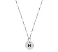 Silverly Sterling Silver Round Engraved Letter Necklace for Women - Simple Name Initial Disc Pendant on Curb Chain - Custom A to Z 925 Silver Alphabet Necklace - Minimalist Personalised Jewellery Gift