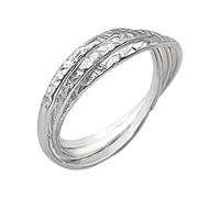 Silverly Sterling Silver Russian Wedding Ring - Textured Triple Band Design - Interlocking Rings With a Reticulated Finish - Unique Modern Jewellery for Women - Gift for Girfriend or Wife
