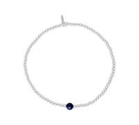 Silverly Sterling Silver Simple Lapis Lazuli Stretch Bracelet - Stacking Beaded Ball Bracelets for Women - Elastic Blue Gemstone Design - Boho September Birthstone Gift - 925 Silver Jewellery