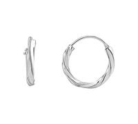 Silverly Sterling Silver Small Dainty Twisted Sleeper Hoops - Minimalist Tiny Thin 15mm Huggies - Simple Elegant 925 Silver Twist Hoop Earrings for Women - Essential Ladies Jewellery