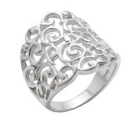 Silverly Sterling Silver Spiral Filigree Statement Ring for Women - Wide Band With Scrollwork - Baroque-Style Ornate Scroll Openwork 925 Silver Ring - Intricate Lace-Like Swirl Design