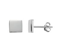 Silverly Sterling Silver Square Stud Earrings for Women - Plain Small 925 Silver Flat Square-Shaped Studs - Simple Smooth Geometric Studs for Men - Minimalist Jewellery - Birthday Gift for Daughter