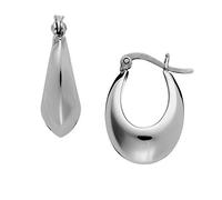 Silverly Sterling Silver Tapered Oval Hoop Earrings 20mm - Creole Thick Latch-Back Hoops for Women - Classic Chunky Sterling Silver Hoops - Bold Essential Jewellery Gift for Daughter