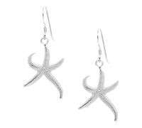 Silverly Sterling Silver Textured Starfish Earrings - 925 Silver Star Shaped Dangle Earrings With Satin Finish - Boho Beach-Inspired Jewellery - Summer Gifts for Women - Hypoallergenic Earrings