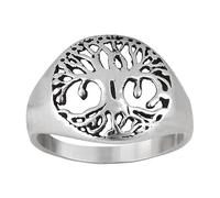 Silverly Sterling Silver Tree of Life Signet Ring for Men - Chunky 925 Silver Celtic Ring for Women - Classic Nature-Inspired Jewellery Gift - Wiccan Symbol Piece in a Filigree-Style Openwork Design