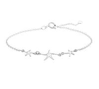 Silverly Sterling Silver Triple Starfish Chain Bracelet for Women - 925 Silver Star Charm on Thin Cable Chain - Marine-Life Ocean-Inspired Jewellery - Beach Style Dainty Bracelets for Everyday Wear