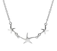Silverly Sterling Silver Triple Starfish Necklace for Women - 925 Silver Star Charms on Cable Chain - Marine-Life Mermaid Necklaces for Women - Elegant Ocean-Inspired Jewellery