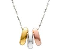 Silverly Three Tone 925 Silver Triple Ring Pendant Necklace Yellow and Rose Gold Plated - Tricolor Three-Band Russian Wedding Style Jewellery in Sterling Silver - Classic Necklaces for Women