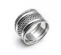 Silverly Thumb Rings for Women - 15.3 mm Rope Design Wide Sterling Silver Rings - 925 Silver Chunky Men's Ring - Bali Scroll Work Jewellery - Bohemian I Love You Gifts for Her and Him