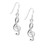 Silverly Treble Clef Dangle Earrings - 925 Silver Drop Earrings With Musical Notes - Sterling Silver Earrings - Jewellery for Music Lovers - Gift for Women and Teenage Girls