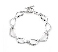 Silverly Twisted Infinity Symbol Wide Chain Bracelet for Women in 925 Sterling Silver - Figure 8 Link Bracelet With Toggle Clasp - Modern Sleek T-Bar Bracelets - Symbolic Jewellery Gift