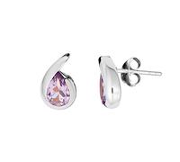 Silverly Women's 925 Sterling Silver 12 mm Amethyst Stone Comma Quotation Mark Drop Stud Earrings