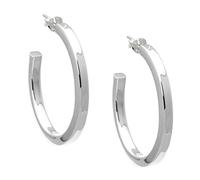Silverly Women's 925 Sterling Silver 35 mm Flat Square Tube Stud Hoop Earrings