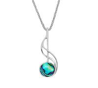 Silverly Women's 925 Sterling Silver Abalone Shell Musical Note Pendant Necklace, 18"