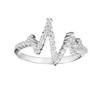 Silverly Women's 925 Sterling Silver Cubic Zirconia Wave Zig Zag Heart Beat Ring