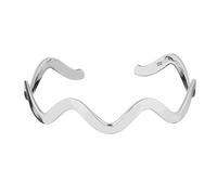 Silverly Women's 925 Sterling Silver Curved Wavy Wave Zig Zag Stackable Adjustable Bangle Bracelet