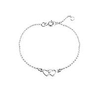Silverly Women's 925 Sterling Silver Double Heart Interlocking Link Chain Bracelet, 16+2cm Extender