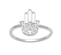 Silverly Women's 925 Sterling Silver Filigree Hamsa Fatima Hand Protection Band Ring