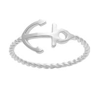 Silverly Women's 925 Sterling Silver Nautical Sailor Ship Anchor Twisted Rope Band Ring